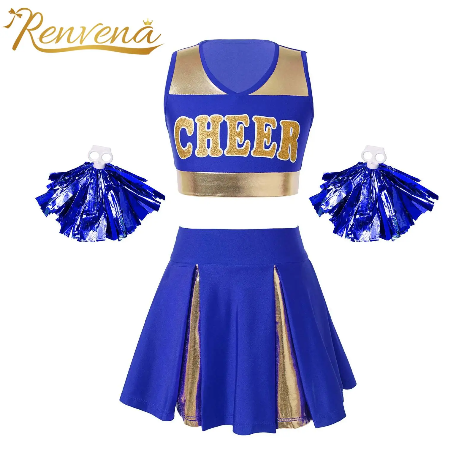 

Kids Cosplay Cheerleading Uniforms School Girls Cheerleader Costume Cheer Dance Outfits Children Sports Clothes Sets Dancewear