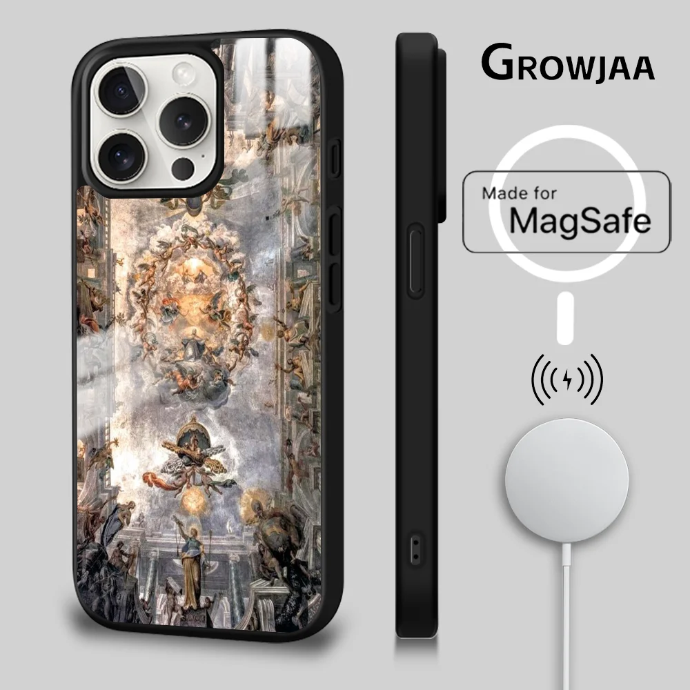 Чехол для телефона Michelangelo Creation Of Adam iPhone 16 15 14 13 12 11 Pro Max Plus Mini Magsafe Mirror беспроводной