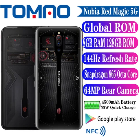 Смартфон Nubia Red Magic 5G, 6,65 дюйма, AMOLED, 144 Гц, Snapdragon 865, 64мп, 4500мА · ч, Android 10, NFC