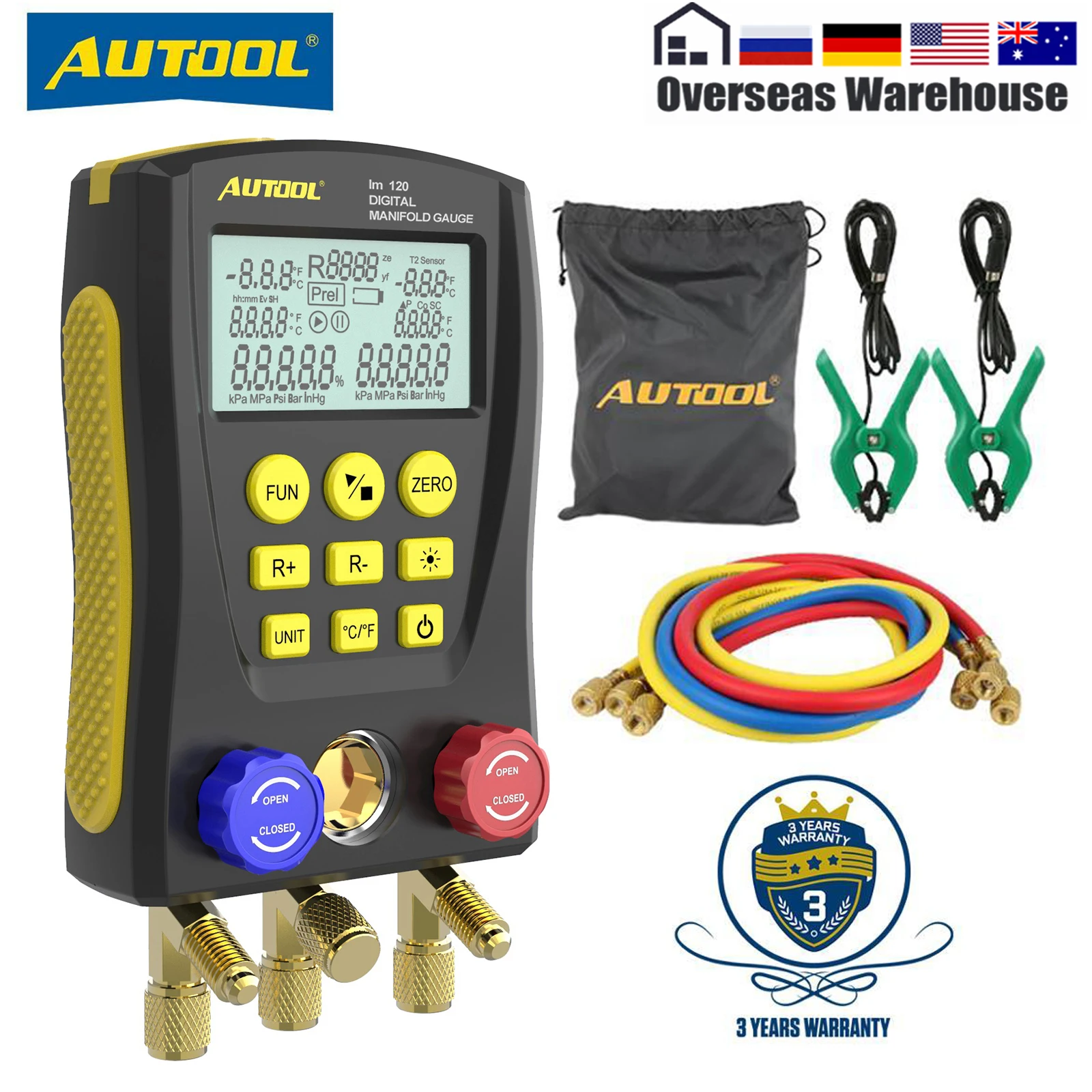 

Вакуумный манометр AUTOOL LM120 + HVAC, цифровой измеритель для различного коллектора, вакуумный прибор для измерения давления и температуры