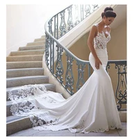 elegant mermaid wedding dress sleeves 2021 vestidos de novia vintage lace sweetheart neck bridal gown backless wedding gowns