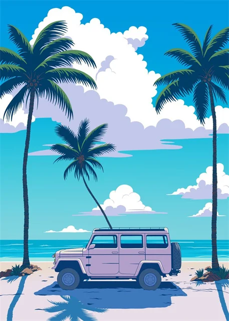 

Абстрактная картина на холсте "Пляж и бассейн"