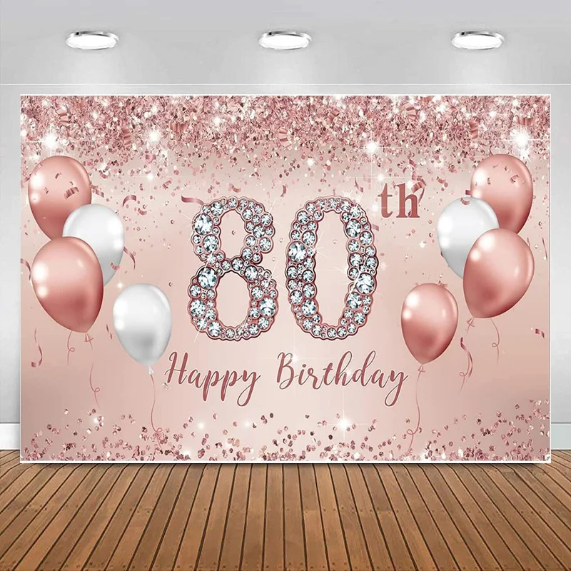 

Украшение на день рождения 80-го года для женщин, розовое золото, фотография