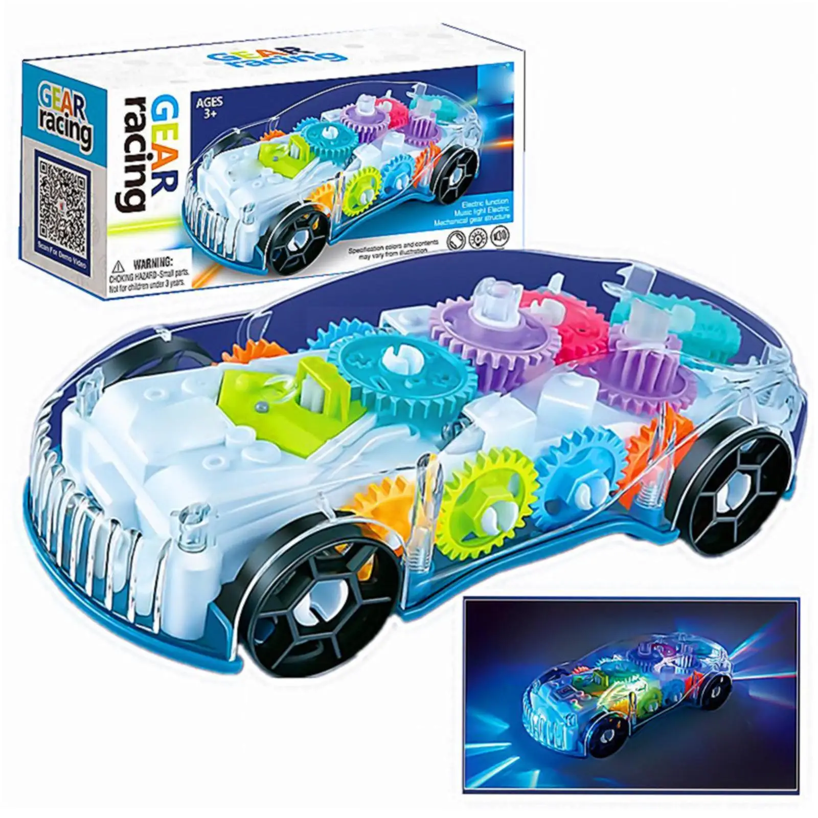 

Electric Toy Car Transparent Gear Concept Car With Educational Bus Creative Goldfish Train Racing LED Toy Kids Light Car Mu V1F2