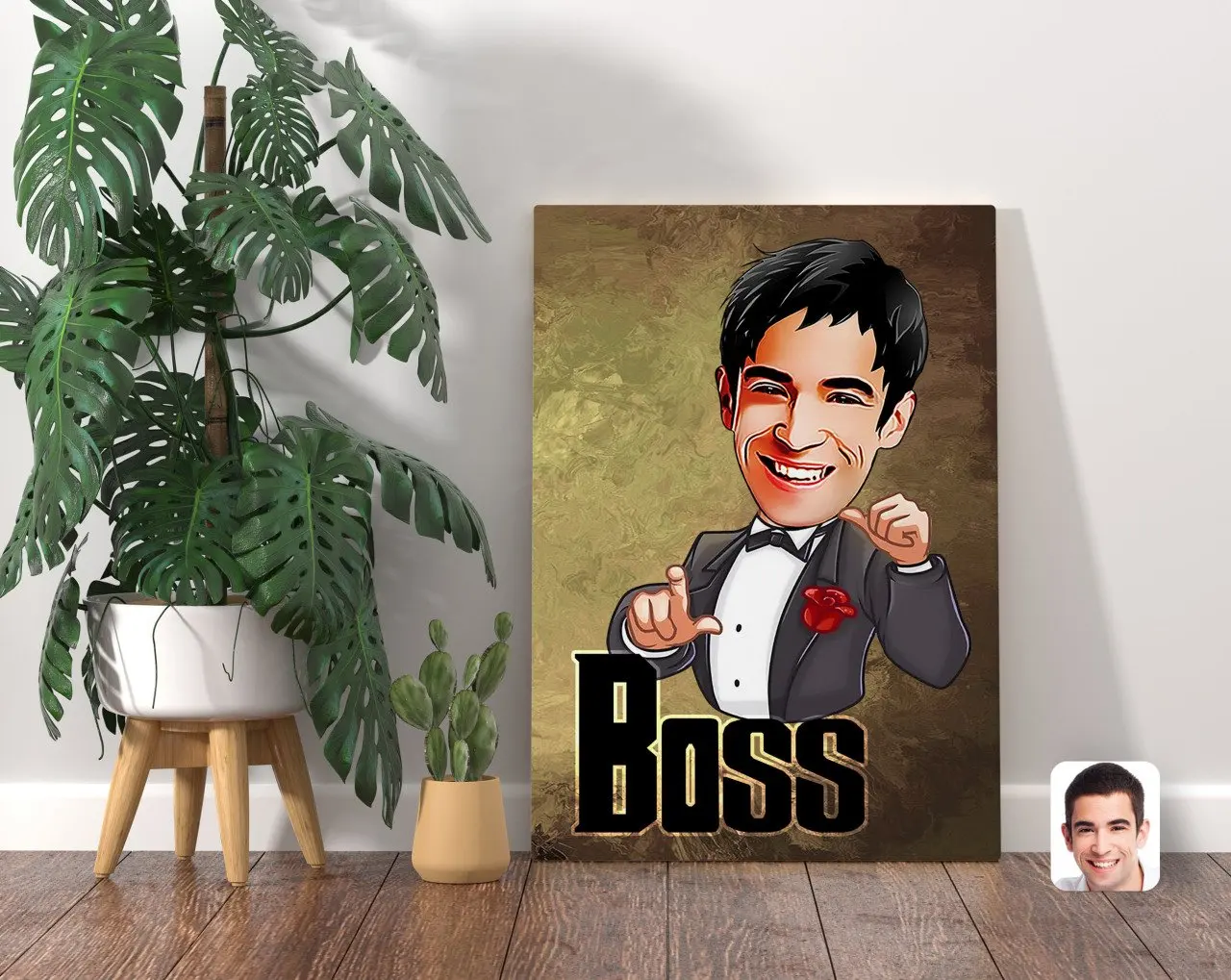 

Персонализированный холщовый стол с карикатурой Boss 70x100 см-2