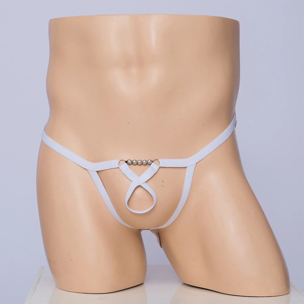 

Men Sexy Cock Ring G-String Thongs Male Penis Hole Underwear Gay Male Low Waist T-Back Strappy Panties Open Crotch Underpants