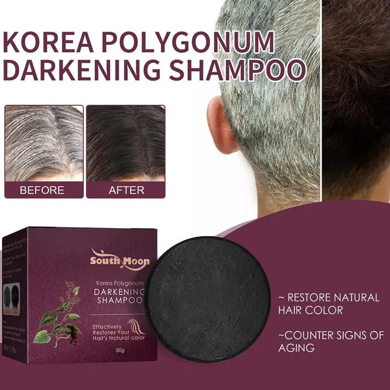 

Sdotter Hair Darkening Shampoo Soap Polygonum 80g Black Coloring Dye Organic Mild Cleansing Essence Anti Hairs Loss Baldness Hai