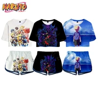 anime naruto 3d two piece set short sleeve crop top shorts cosplay suits women tracksuit short tshirt outfits summer girl sets