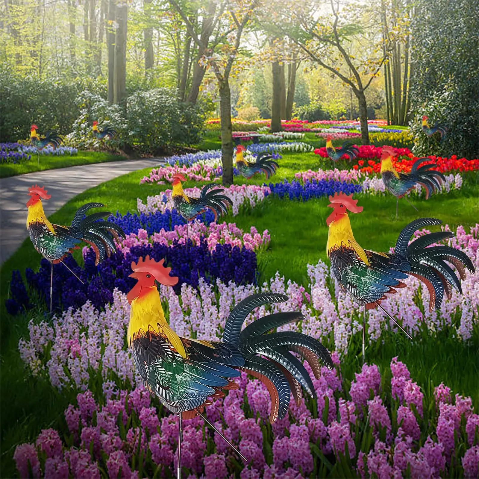 

Iron Rooster Amazing Details Beautiful Colors Lawn Garden Art Yard Valentine's Day for Husband Papyrus Custom Banner with Photo