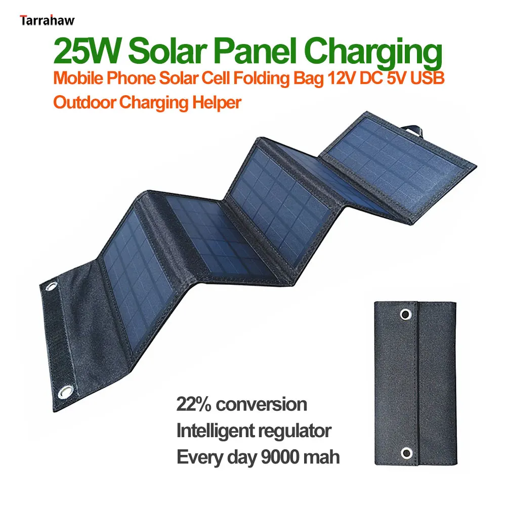 

25W 30W 40W Folding Solar Panel Mobile Phone Solar Charging Board USB 2A Multi-function DC Output Photovoltaic Power Plate