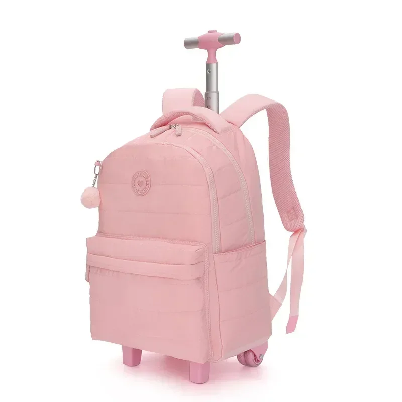 Школьная сумка с колесами для девочек и мальчиков однотонный рюкзак шерстяным
