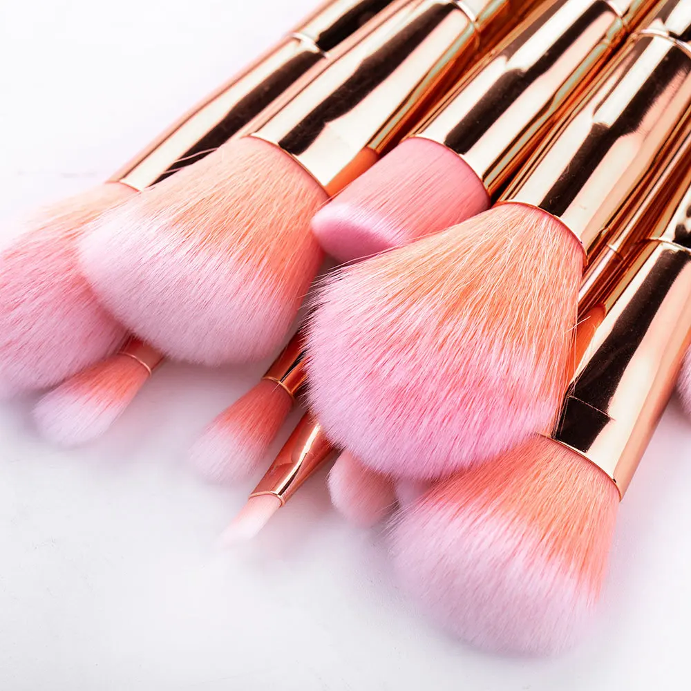 

12Pcs/Set Rose Gold Plating Handle Professional Full Set Soft Makeup Brush Facial Makeup Tools Beginner Makeup Accessories