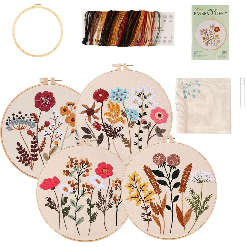 

New Diy Hand Embroidery Kit Material Bag European Quiet Warm Embroidery Bag Color Flowers Y3X9