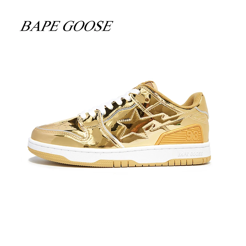 

BAPEGOOSE 2022 New Original Sneaker For Men Baseball Shoes Women Skateboard Sta Street Star Retro Golden Silver Sb Hip Hop Trend