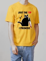 summer new mens t shirts loose clothes vintage short sleeve fashion just the tip i promise novelty black short cat tshirt 3xl