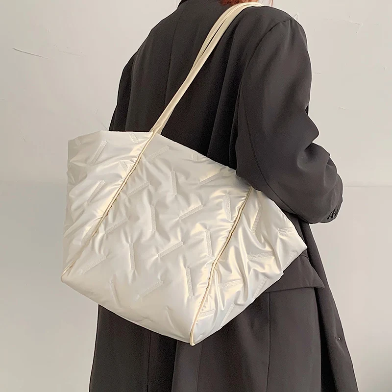 

Модная большая сумка-тоут с подкладкой, дизайнерские стеганые женские сумки на плечо, роскошная нейлоновая Хлопковая Сумка-Кроссбоди с пух...