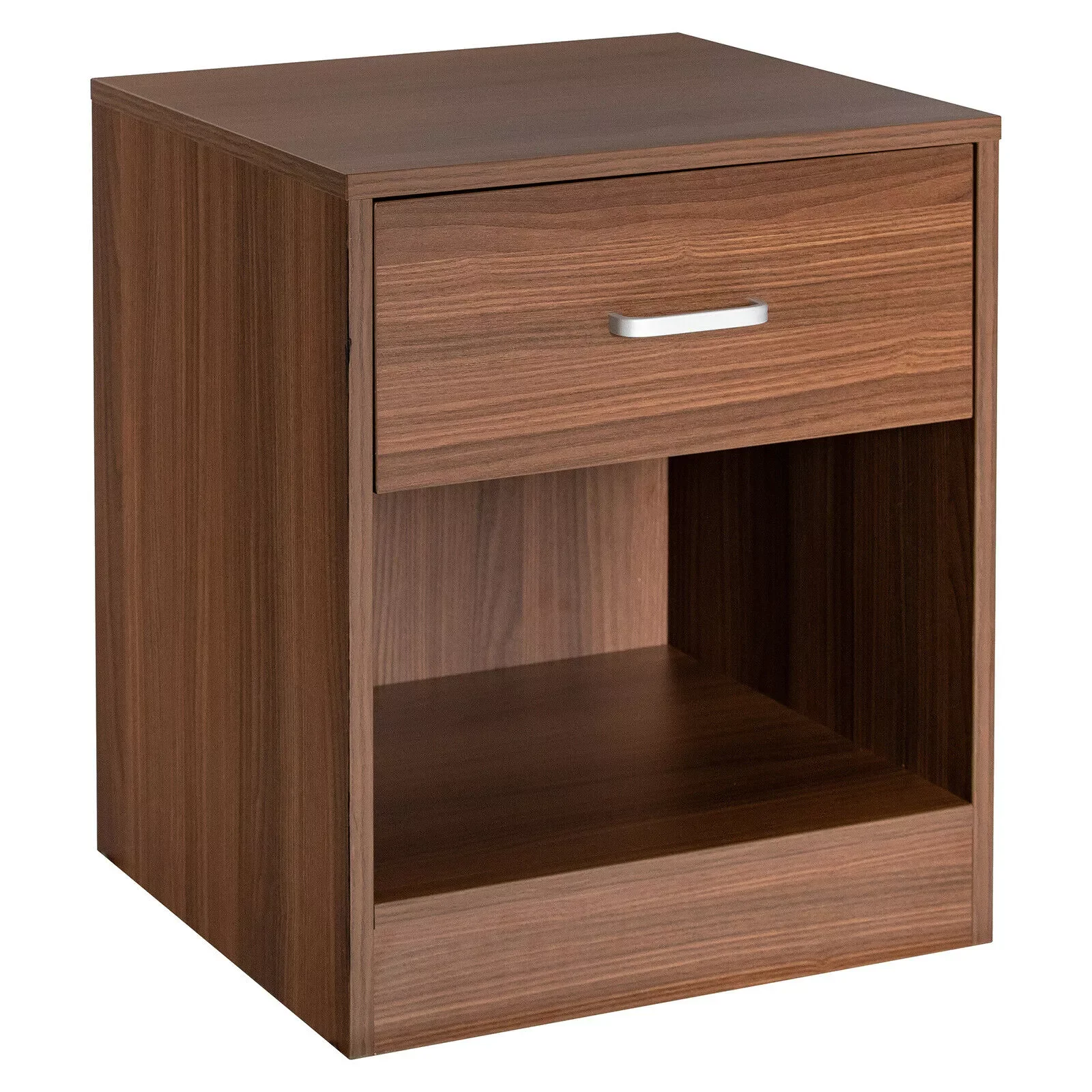 

Costway Nightstand with Drawer Storage Cabinet Modern Beside End Table Brown JV10219CF-1