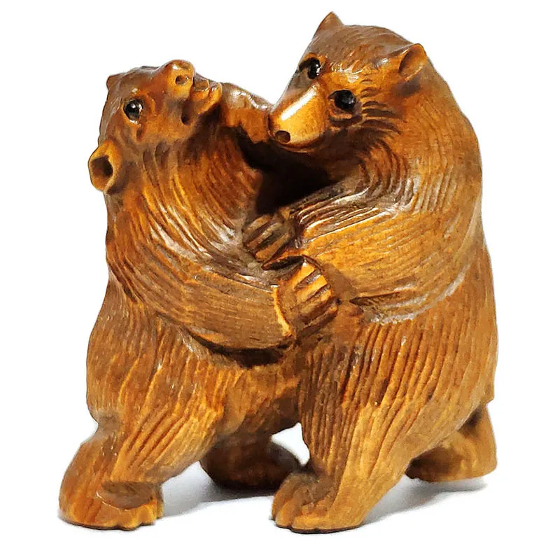 

Ручная резная деревянная статуэтка медведей