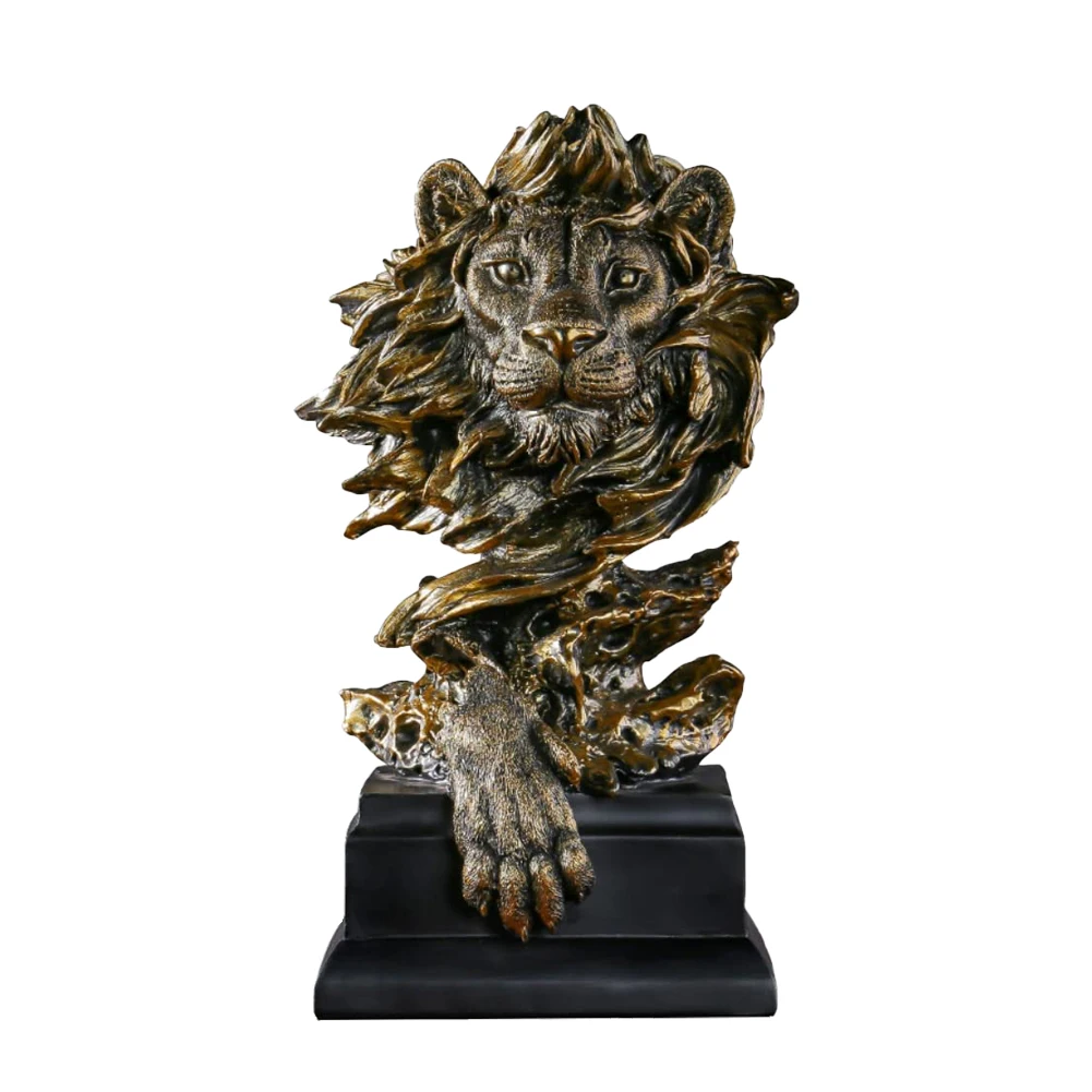 

Статуя «Король льва», настольная скульптура Серебряного и Золотого Льва, украшение для дома и офиса, модель с животными из смолы, художественные украшения, уникальный подарок