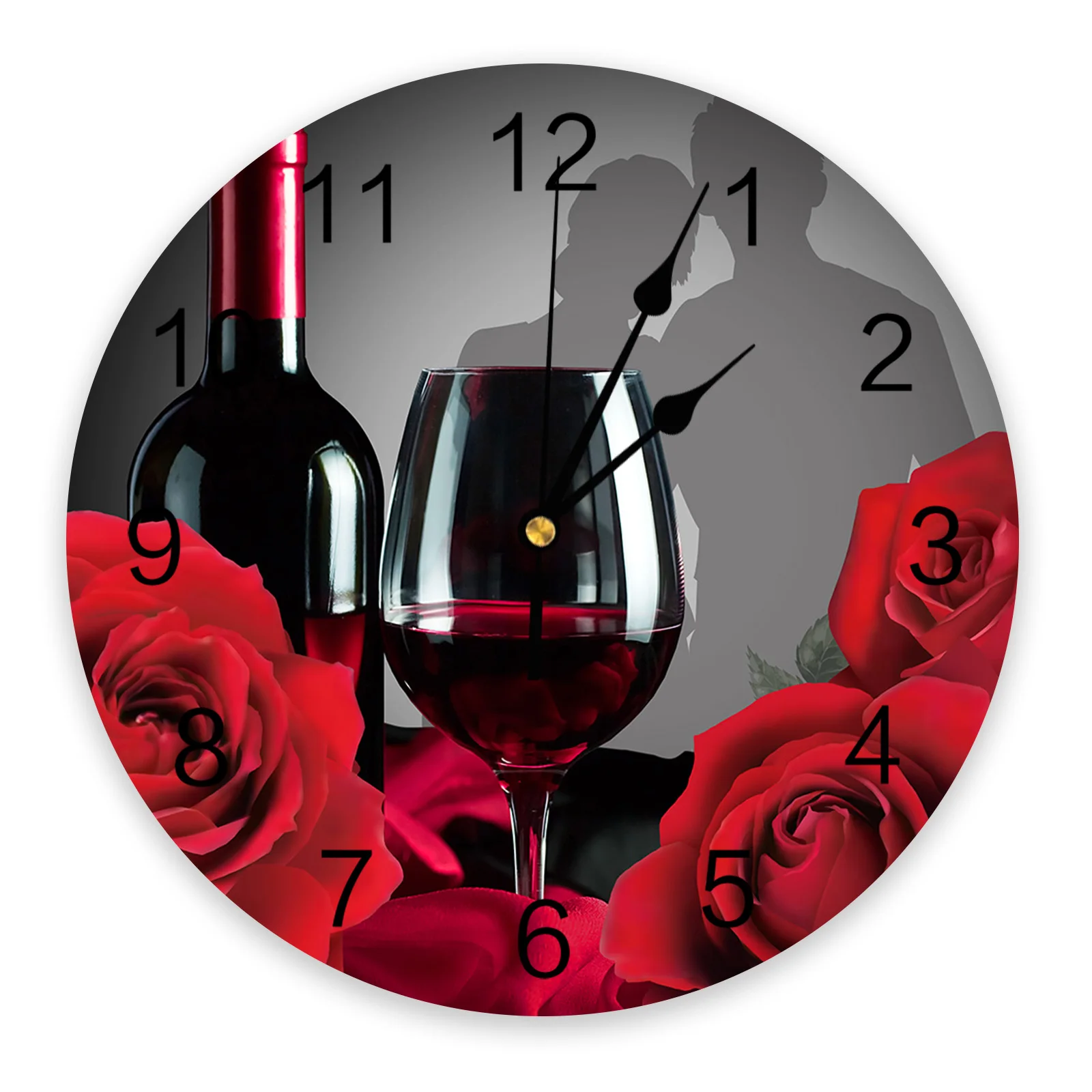 

Настенные часы на День святого Валентина, бесшумные украшения из ПВХ для спальни, кухни, гостиной