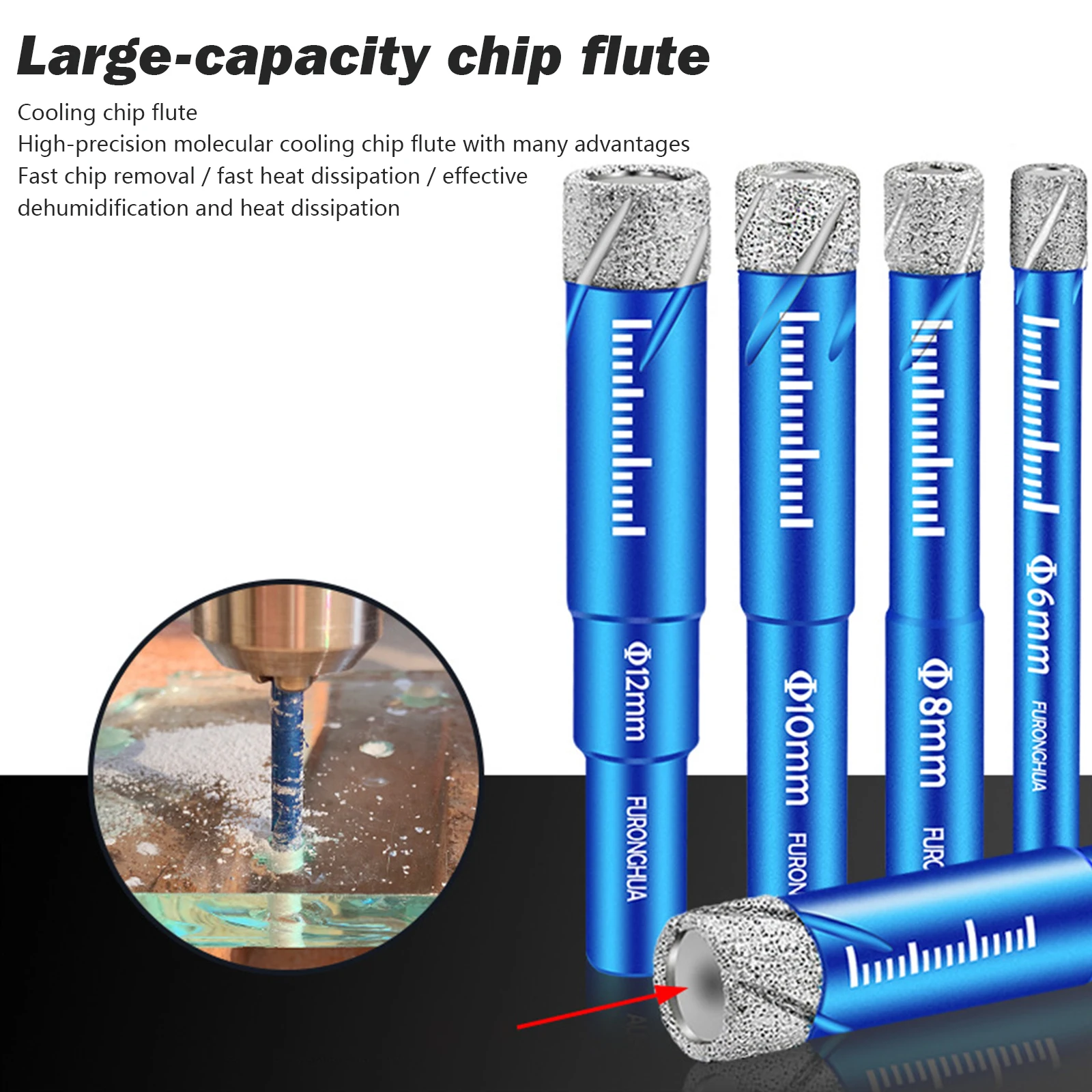 

5/6 /8/10/12MM Diamond Coated Drill Bit for Tile Marble Glass Ceramic Hole Saw Drill Diamond Core Bit Meal Drilling
