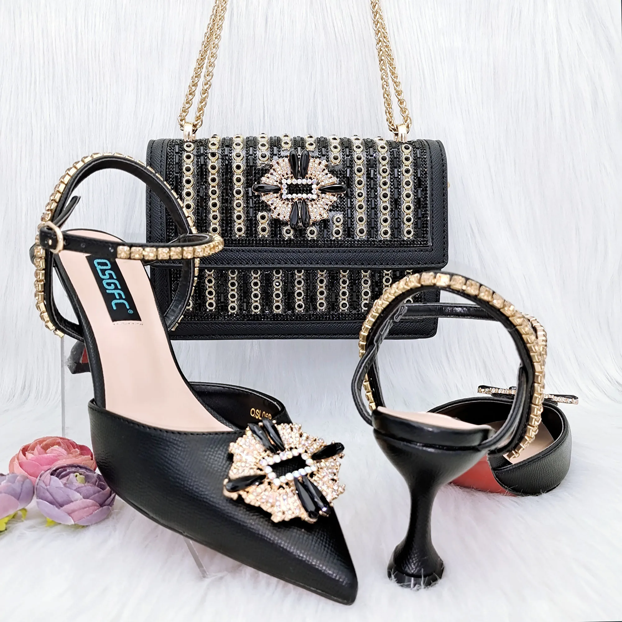 

Новинка, черная цветовая флейта, Женская африканская обувь с подходящими сумками, нигерийская флейбл для свадебного платья