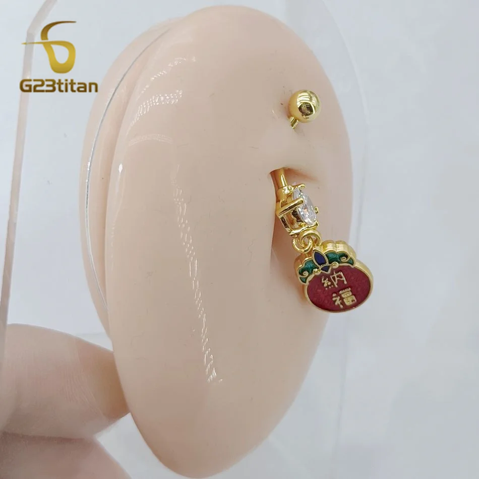 Золотопокрытое кольцо для пупка G23titan