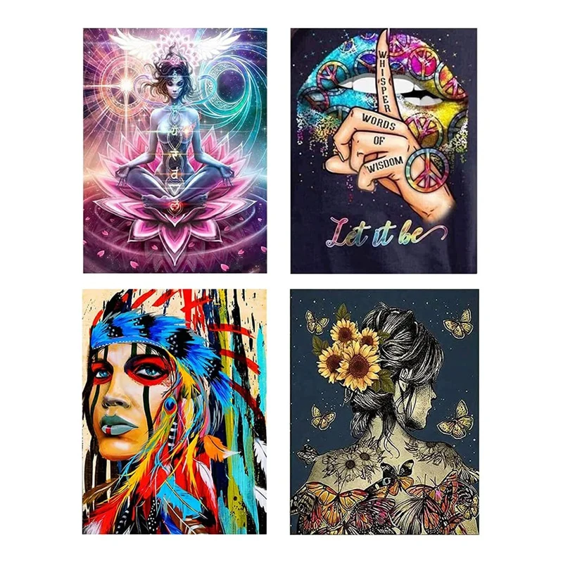 

4Pack Paint By Number For Adults Kids Beginner,DIY Arts And Crafts Oil Painting Character Pictures Wall Decor 12X16 Inch