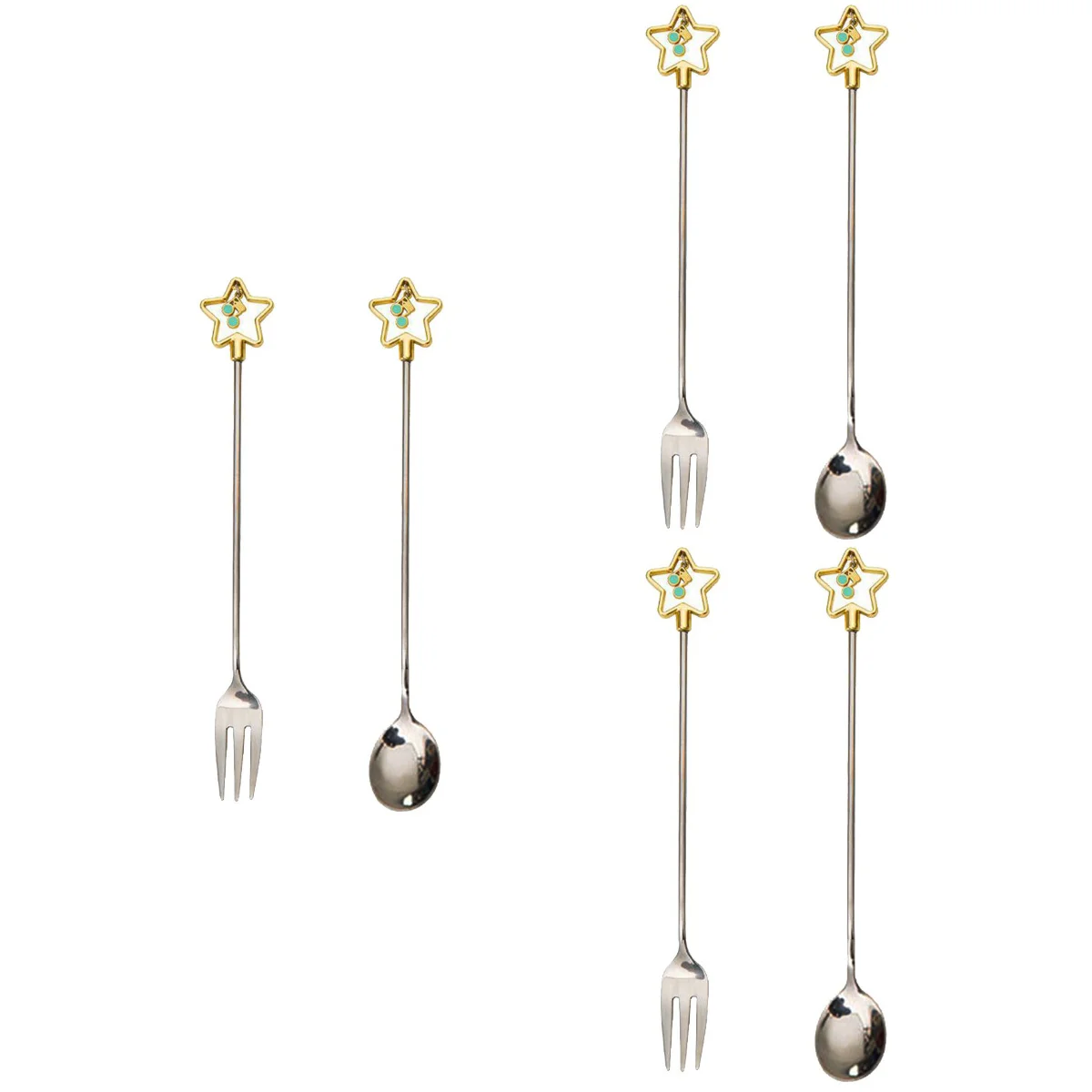 

Spoon Fork Dessert Stainless Steel Tableware Cocktail Spoons Coffee Jelly Cooking Dining Serving Drink Mixing Salt Soap