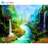 gatyztory pictures by number lake kits home decoration painting by number scenery handpainted art gift 40x50cm