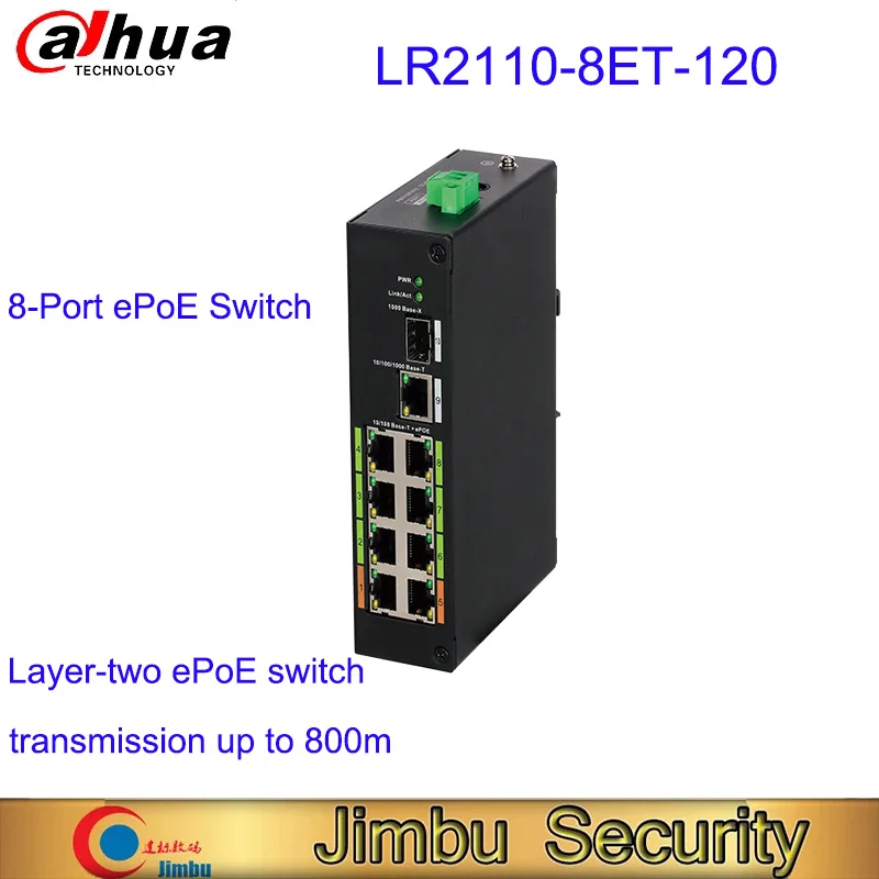 Dahua Original 8-Port ePoE Switch LR2110-8ET-120 Layer-two Supports Long Distance PoE Transmission up to 800m CCTV Security