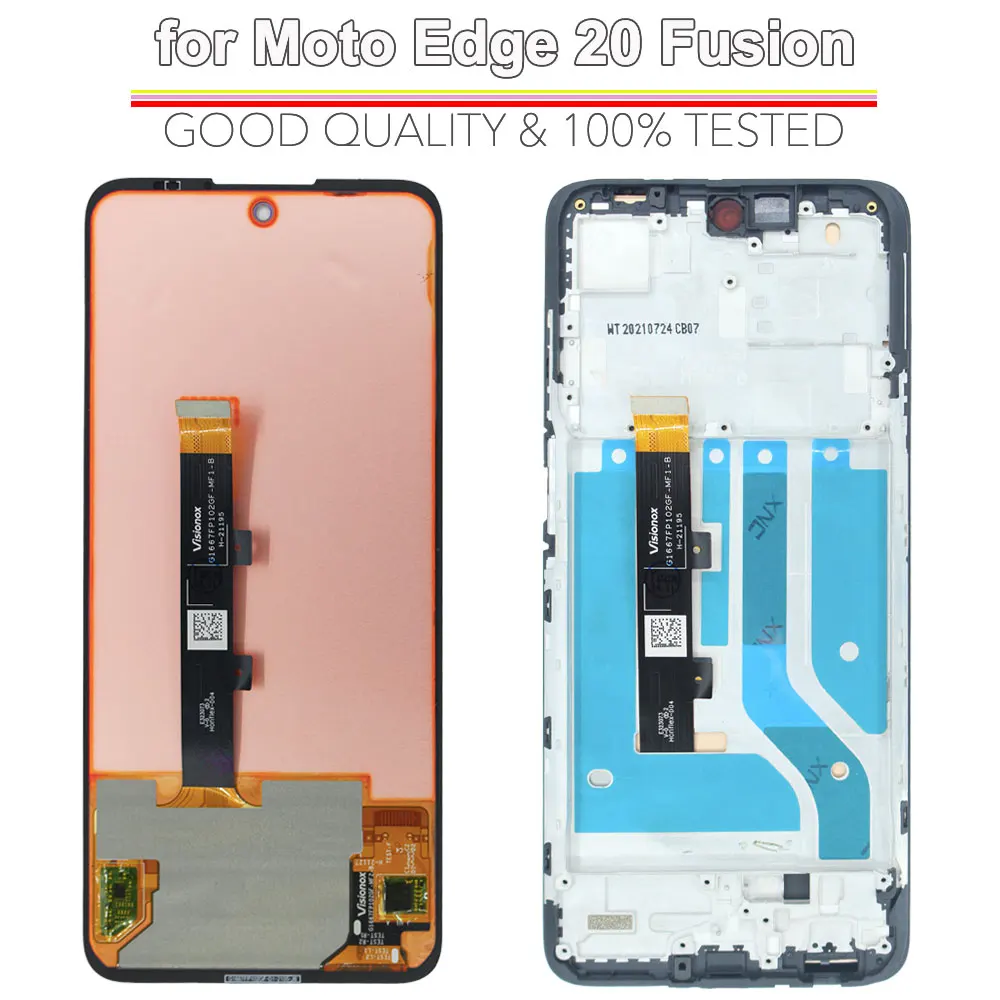 Фото AMOLED для Motorola Moto Edge 20 Fusion ЖК-дисплей, сменный преобразователь сенсорного экрана для Moto Edge 20 Lite, ЖК-дисплей с рамкой №2