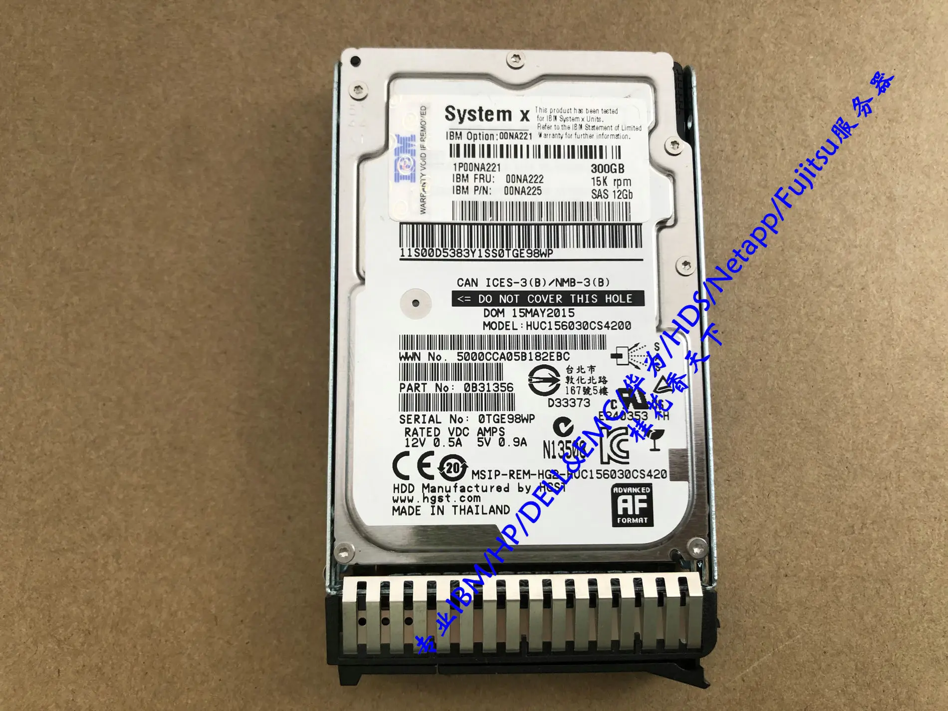 

1серверный жесткий диск 00NA222 300G 15K SAS 12G 2,5 дюйма 00NA22