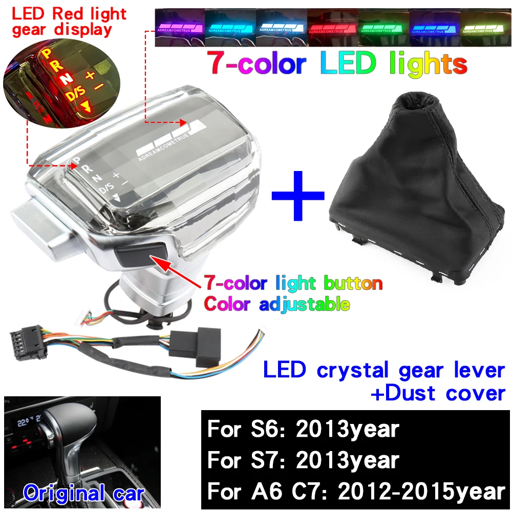 Для Audi A6 C6 C7 A4 B8 S6 A7 A5 Q5 Q7 4L A3 8P S4 S5 S7 Ручка переключения передач Ручка рычага переключения передач Автоматическая светодиодная хрустальная ручка переключения передач