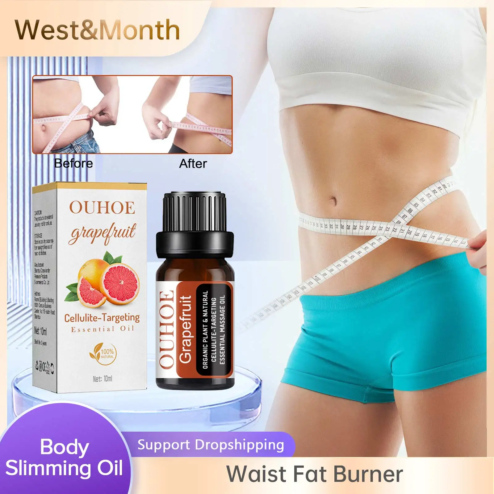 

Cellulite Body Slimming Essential Oil Skin Tightening Belly Waist Leg Fat Burner Natural Spa Grapefruit Lose Weight Massage Oil