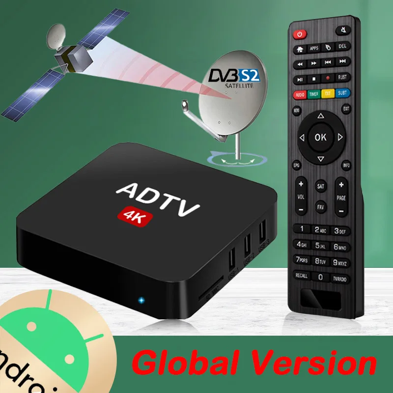 

Global Version DVB S2 Digital Satellite Receiver Smart TV Box Android Satellite Decoder HD Miracast Airplay 4K HEVC Sat Receiver