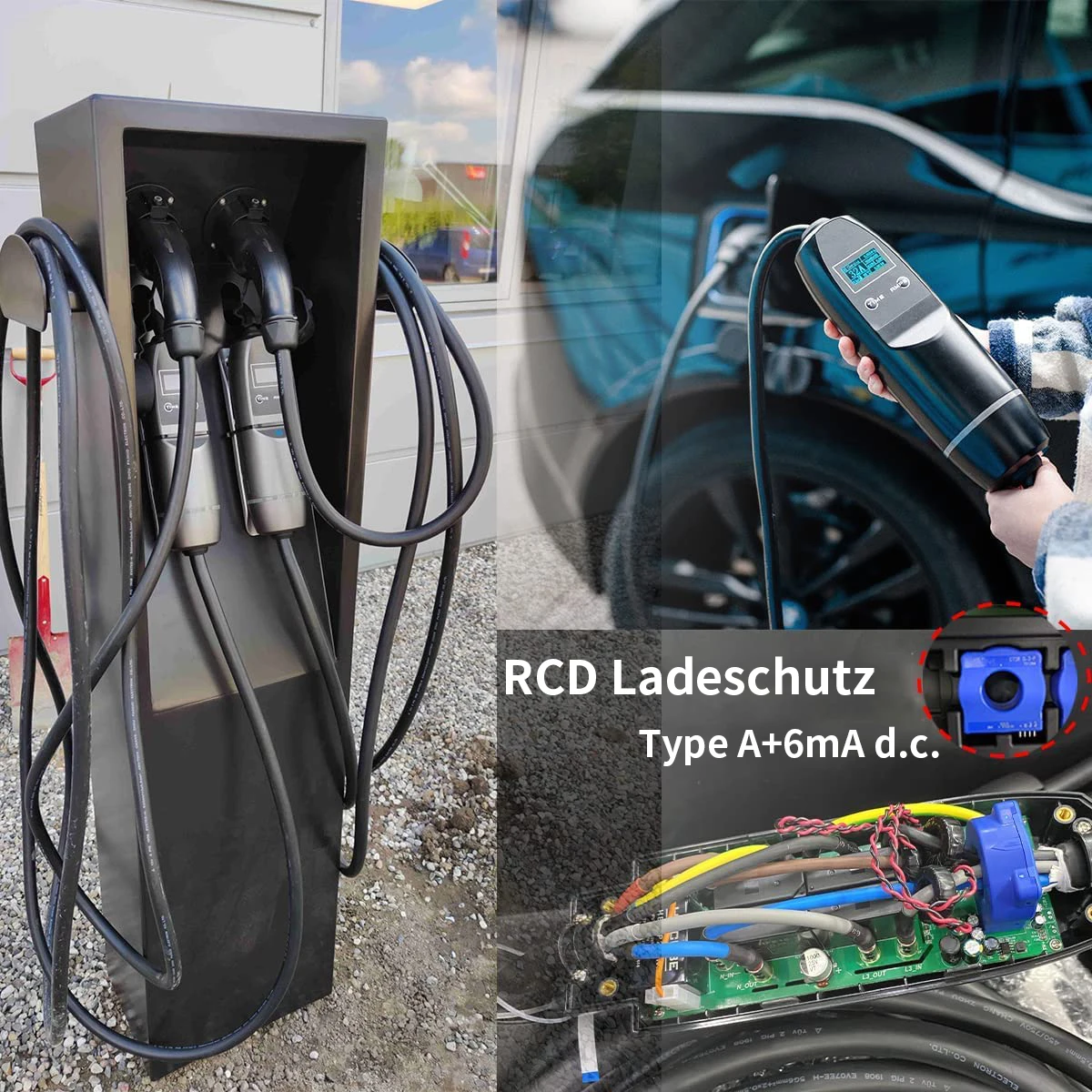 khons wallbox 22kw 3 phase evse type 2 electric car vehicle ev charger with cee plug 32a adjustable 5m ev cable fast charging free global shipping