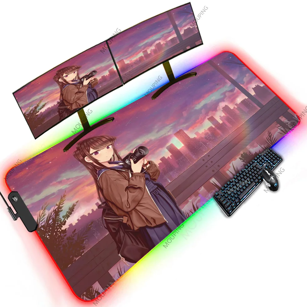

Komi San Anime Backlit Cute Girl Carpet Omputer Deskmats 120x60 XXXXL Led Rgb Rubber Pads Oversize Mouse Pad 100x50 Cheapest Mat