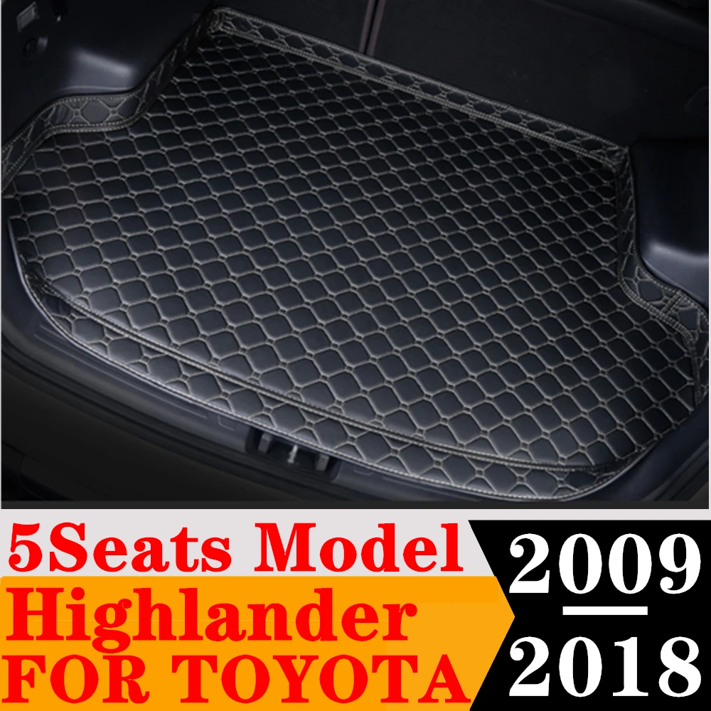 

Sinjayer коврик для багажника автомобиля, водонепроницаемые детали, ковры для багажника, высокая сторона, подкладка для груза, коврик для Toyota Highlander 5 мест 2009-2018