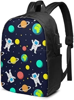 astronaut business laptop school bookbag travel backpack with usb charging port headphone port fit 17 in