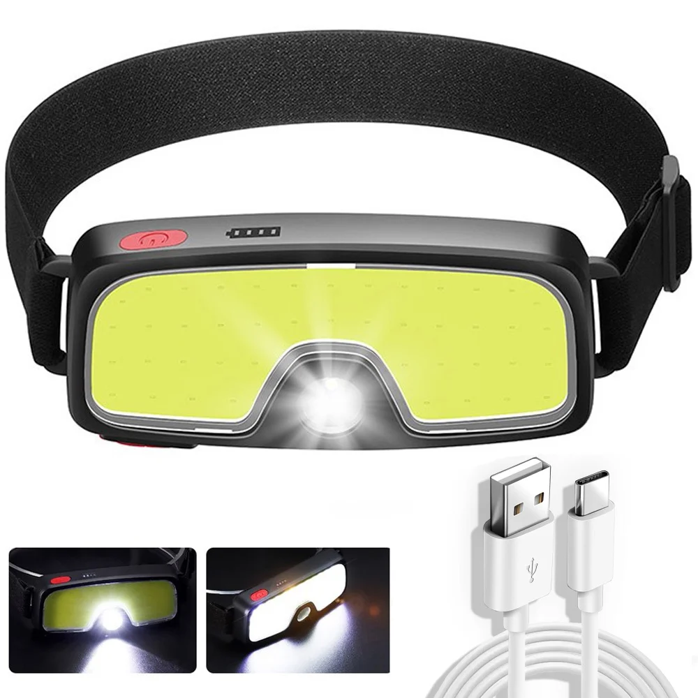 

COB XPE Headlamp Portable USB Rechargeable Headlight Flashlight with Built-in Battery Flashlight Torch for Outdoor Camping