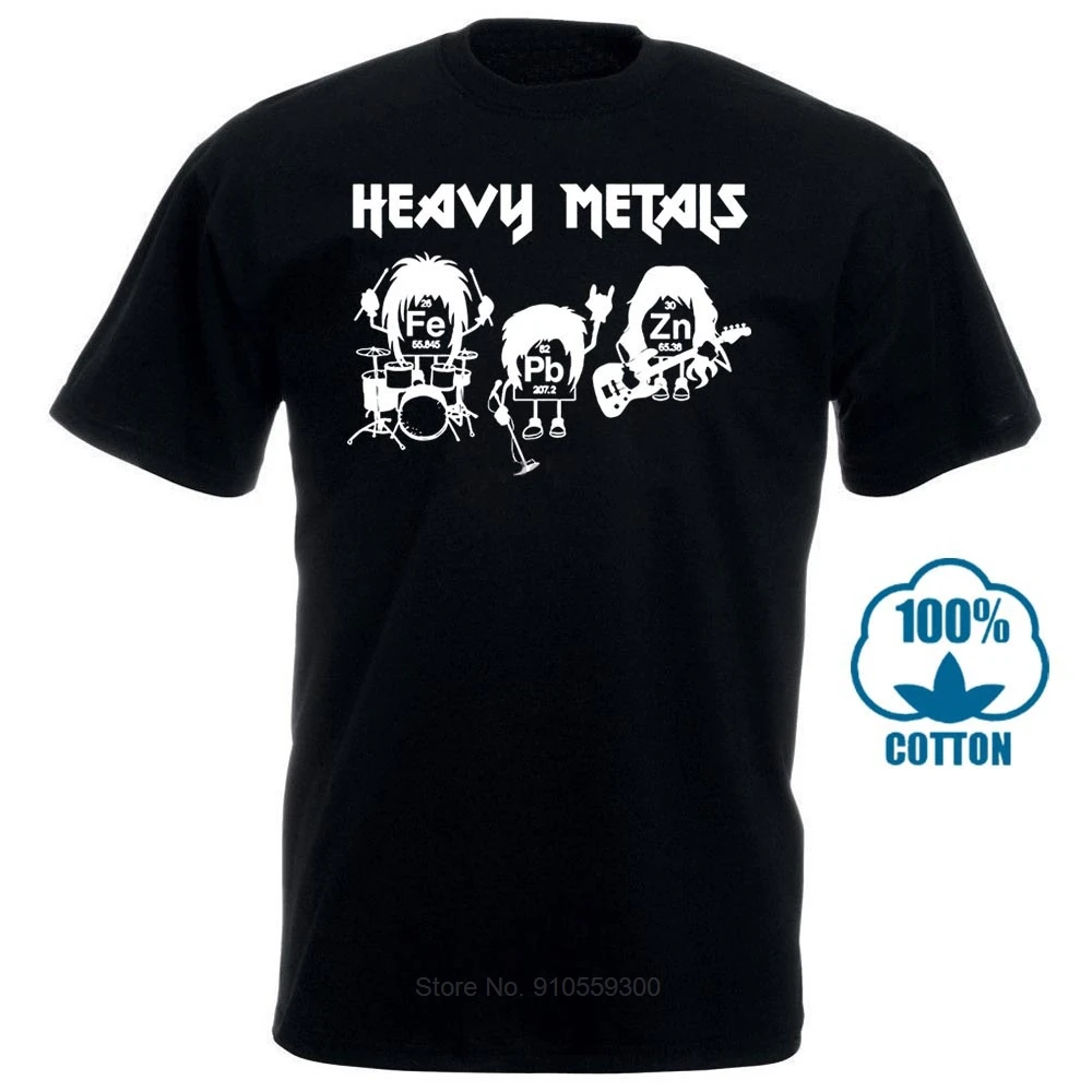 

Men's vintage crew-neck T-shirts, heavy metal casual wear, chemistry, periodic table, rock, music, physics and biology