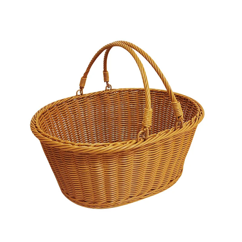

CAMIGEL Picnic Basket Rattan Basket Fruit Basket Vegetable Basket Woven Flower Basket