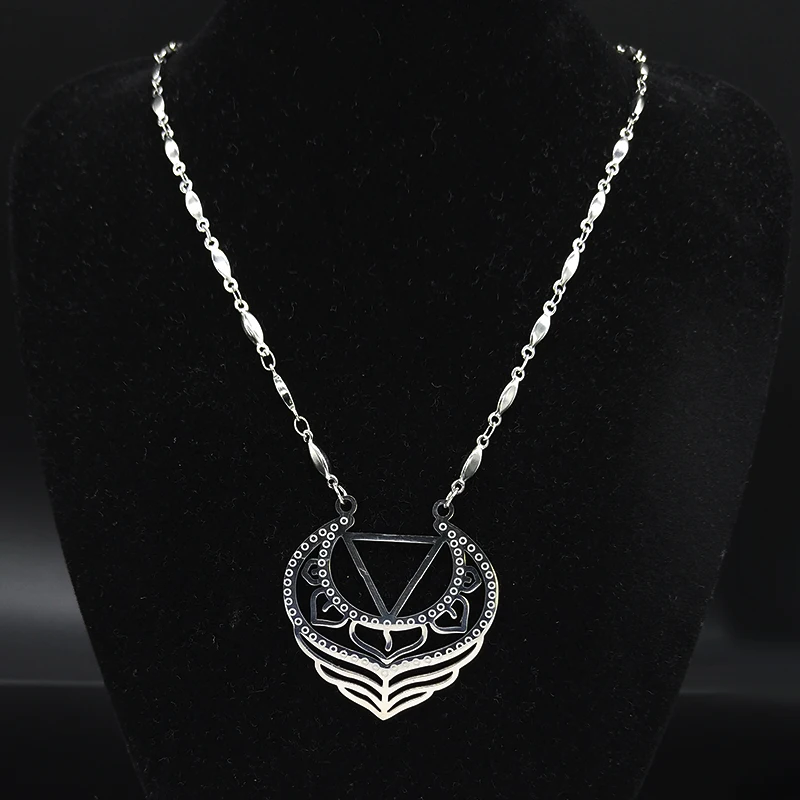 

Stainless Steel Flower Necklace Women Feather Silver Color Necklaces & Pendants Jewerly bisuteria N19767S08