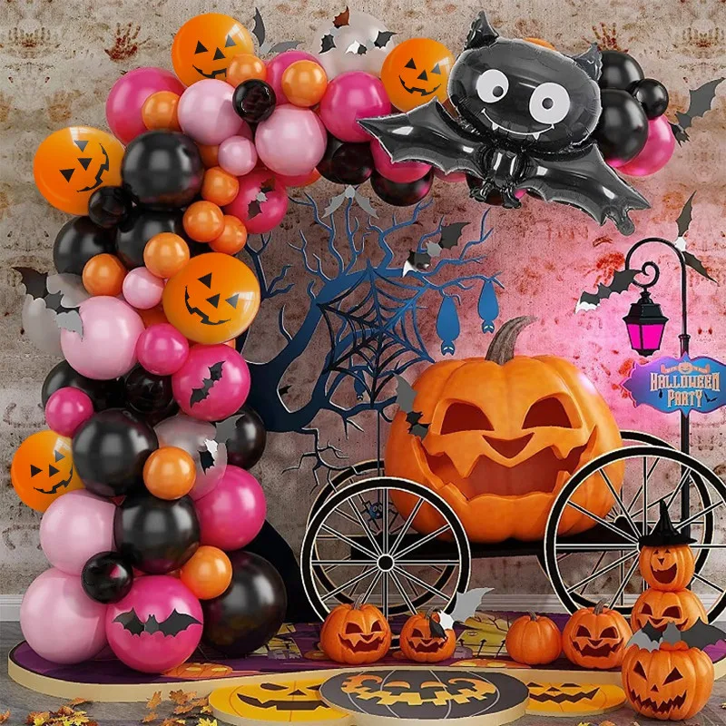 

120Pcs Halloween Balloon Garland Arch Kit Orange Black Spider Globols Halloween Party Decoration Kids Birhtday Gifts Toy