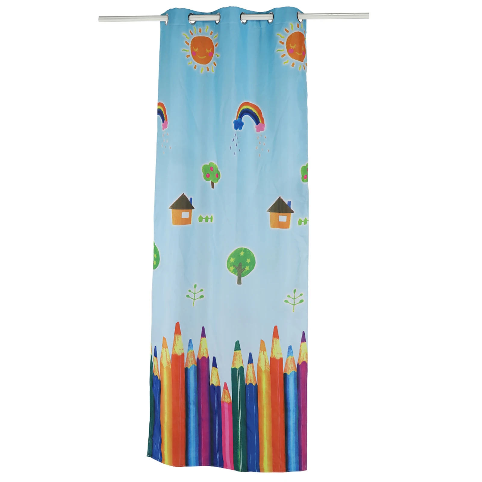 

Window Curtain Cartoon Pencils Pattern Sheer Drape Curtain Child Kids Room Bedroom