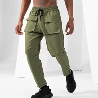 mens fashion multi pocket sports pants spring and autumn casual pants loose large size quick dry vertical straight pants