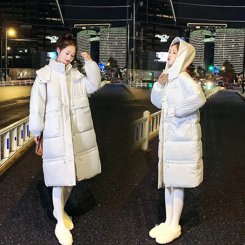 2023 Winter Women Jacket Coats Long Parkas Female Down Cotton Hooded Thick Warm Jackets Windproof Casual Coat Pockets Tops S86