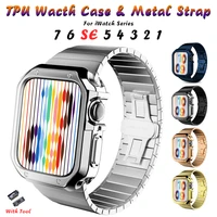 stainless steel strapcase for apple watch band 38mm 42mm metal series 7 6 se 5 4 3 2 1 correa for iwatch 40mm 44mm 41mm 45mm
