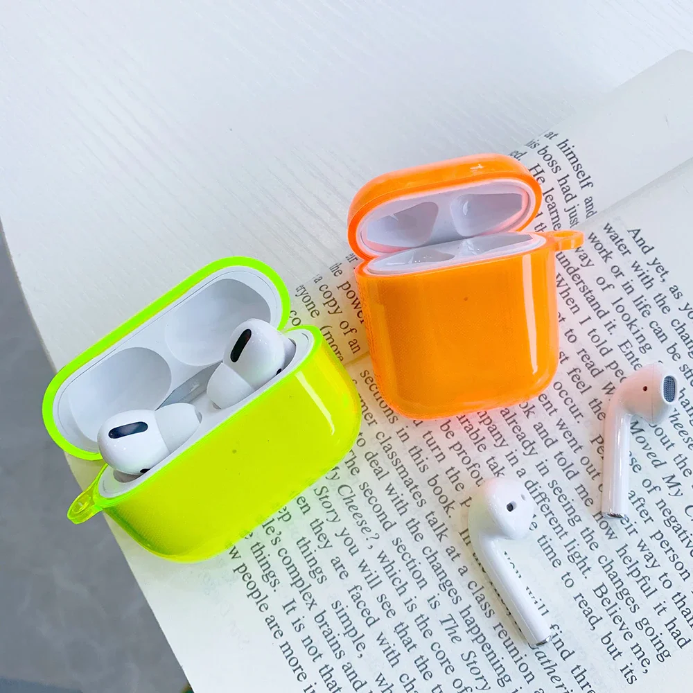 

Earphone Case Neon Fluorescence Color For Apple Airpods Pro Cases Wireless Earphone Cover For Airpods 2 1 Headset Soft TPU Box